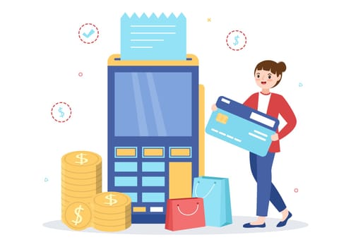 Merchant Service of Digital Marketing Strategy with People Referral Business and Earn Money Online in Flat Cartoon Hand Drawn Templates Illustration