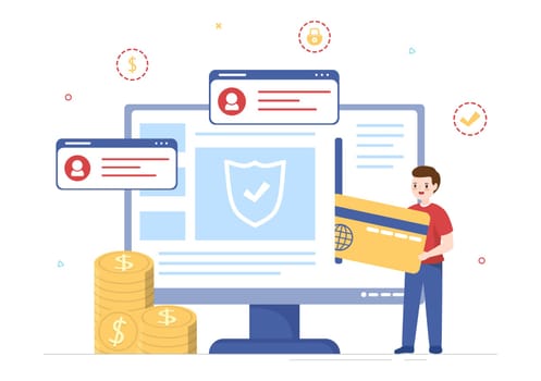 Merchant Service of Digital Marketing Strategy with People Referral Business and Earn Money Online in Flat Cartoon Hand Drawn Templates Illustration