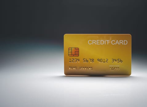 Mock credit card isolated on light and shadow background. Shopping concept. cashless spending concept