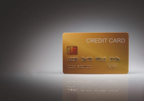 Mock credit card isolated on light and shadow background. Shopping concept. cashless spending concept