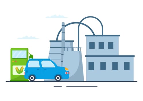 Biofuel Life Cycle of Natural Materials and Plants with Green Barrels or Biogas Production Energy in Flat Cartoon Hand Drawn Templates Illustration
