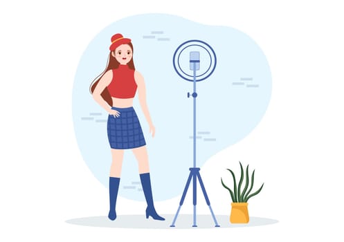 Celebrity Influencer with Posts on Internet for Advertising Marketing, Daily Life or Endorse in Flat Cartoon Hand Drawn Templates Illustration