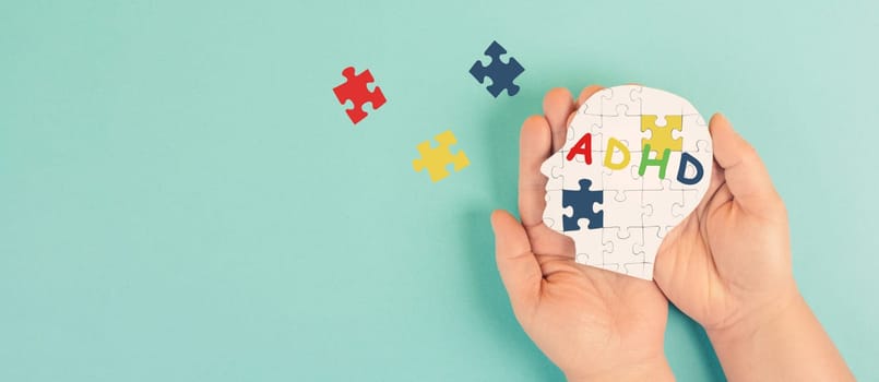 ADHD, attention deficit hyperactivity disorder, mental health, head with puzzle pieces