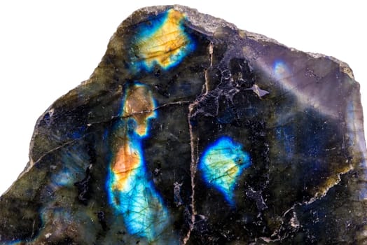 Labradorite with blue schiller in a closeup