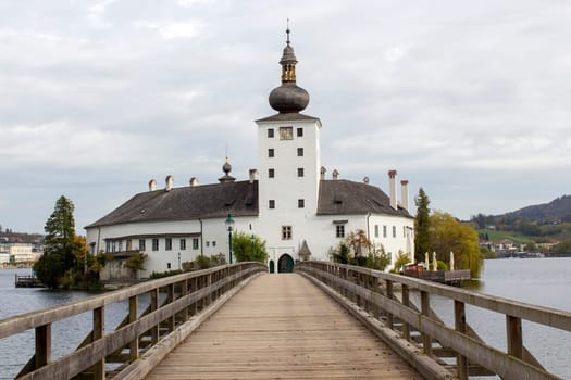 Castle Orth on lake Traunsee, Austria. Castle Orth is an Austrian castle founded around year 1080 in Gmunden, Austria