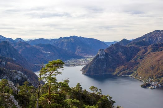 Lake Traunsee and Alps seen from Traunstein, Upper Austria, Austria
