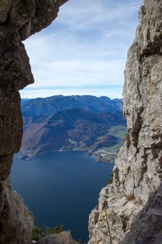 Lake Traunsee and Alps seen from Traunstein, Upper Austria, Austria