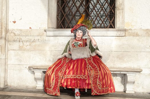 VENICE, ITALY - Febrary 22 2019: The masks of the Venice carnival 2019
