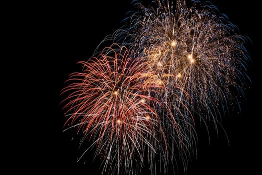 Amazing display of fireworks with copy space on the left