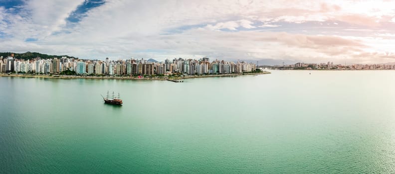 Scenic view of the coastline in the city of Florianopolis, Brazil