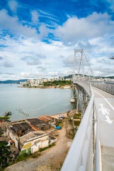 Hercilio Luz Bridge connecting the Island of Santa Catarina and Florianopolis to the mainland Brazil