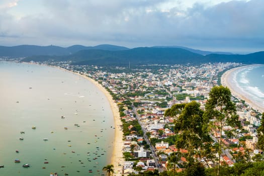 Scenic view of Canto grande and Mariscal beaches in Bombinhas, Brazil