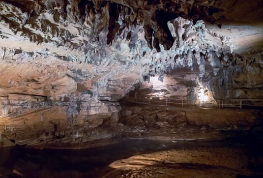 Underground river in Cascade cave in Carter Caves State Park in Kentucky