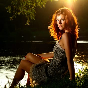 beautiful happy young girl in the park