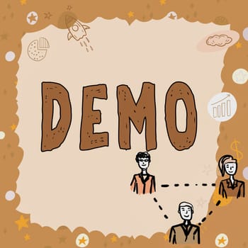 Text showing inspiration Demo, Business showcase exemplification display expression show visual communication reflection Blank frame represent company employees demonstrating business terms.