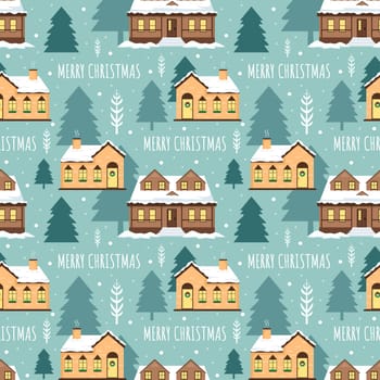 Christmas Background Seamless Pattern Design With Santa Claus, Tree, Snowman And Gifts in Template Hand Drawn Cartoon Flat Illustration