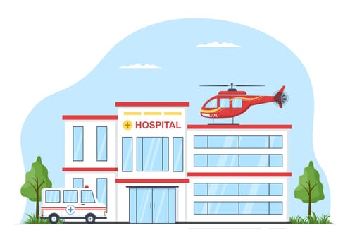 Medical Vehicle Ambulance Car or Emergency Service for Pick Up Patient the Injured in an Accident in Flat Cartoon Hand Drawn Templates Illustration