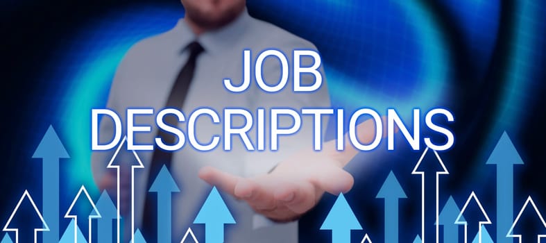 Hand writing sign Job Descriptions, Business concept difficulties in communication Speaking different language