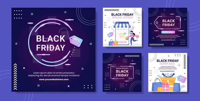 Black Friday Give Big Discount Sale Social Media Post Flat Cartoon Hand Drawn Templates Illustration