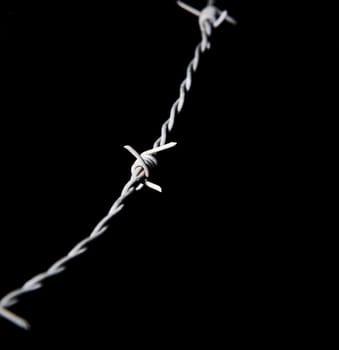 Barbed Wire Close Up with black background