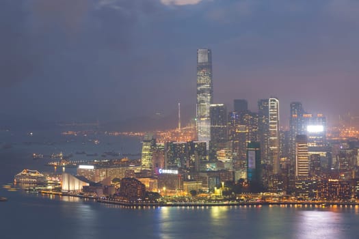 Hong Kong city, This  photo was shot from Braemar Hill in the evening after sunset.