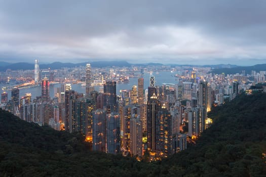 Hong Kong city, This  photo was shot from Victoria Peak in the evening after sunset.