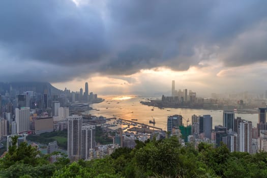 Hong Kong city, This  photo was shot from Braemar Hill in the evening.
