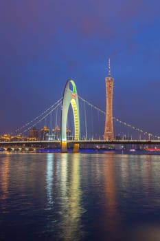 Guangzhou city, This photo was shot from perl river at Guangzhou after sunset.