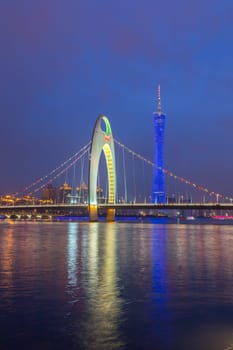 Guangzhou city, This photo was shot from perl river at Guangzhou after sunset.