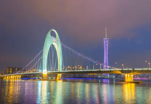 Guangzhou city, This photo was shot from perl river at Guangzhou after sunset.