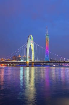 Guangzhou city, This photo was shot from perl river at Guangzhou after sunset.