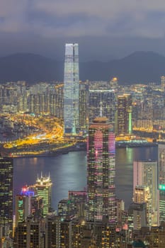 Hong Kong city, This  photo was shot from Victoria Peak in the evening after sunset.