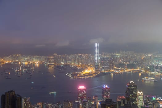 Hong Kong city, This  photo was shot from Victoria Peak in the evening after sunset.