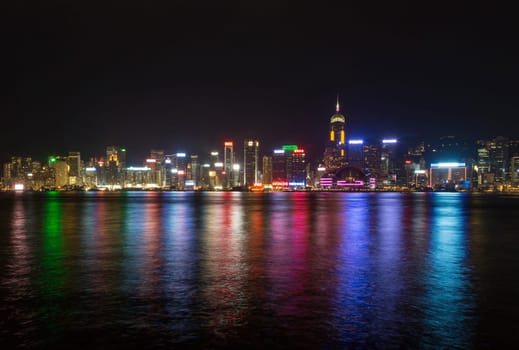 Hong Kong city, This  photo was shot from Victoria Harbour at night.