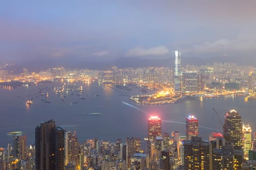 Hong Kong city, This  photo was shot from Victoria Peak in the evening after sunset.