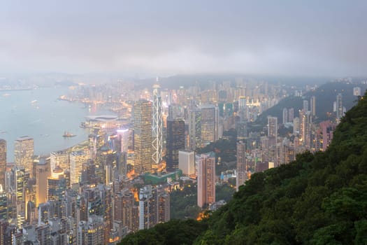 Hong Kong city, This  photo was shot from Victoria Peak in the evening after sunset.