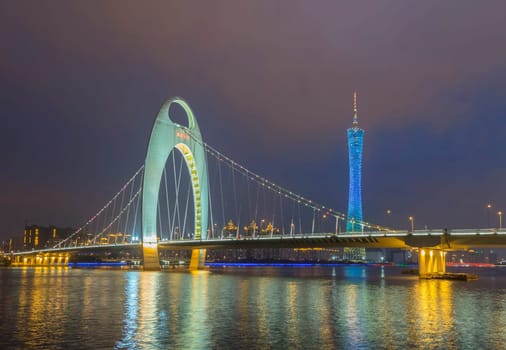 Guangzhou city, This photo was shot from perl river at Guangzhou after sunset.