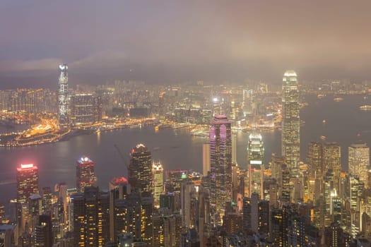 Hong Kong city, This  photo was shot from Victoria Peak in the evening after sunset.