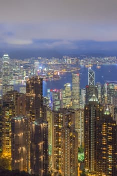Hong Kong city, This  photo was shot from Victoria Peak in the evening after sunset.