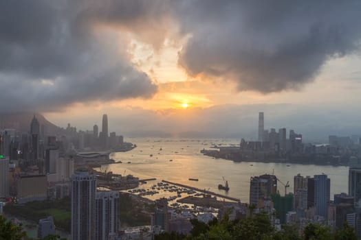 Hong Kong city, This  photo was shot from Braemar Hill in the evening.