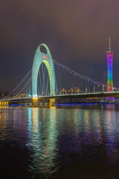 Guangzhou city, This photo was shot from perl river at Guangzhou after sunset.