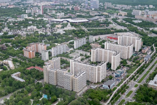 Panorama of Moscow from the height of the Ostankino television tower