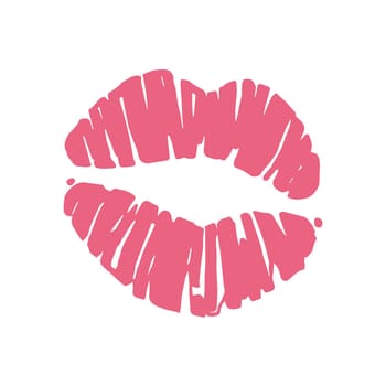 Kiss lips lipstick red trail. White background