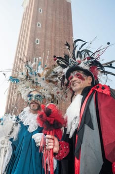 VENICE, ITALY - Febrary 22 2019: The masks of the Venice carnival 2019