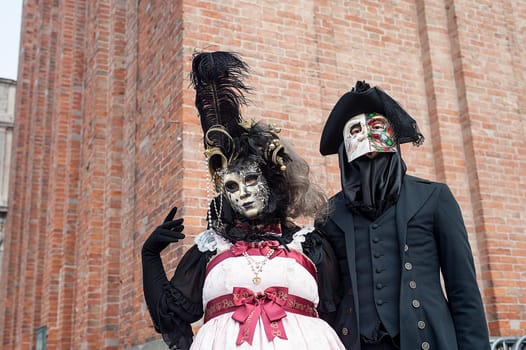 VENICE, ITALY - Febrary 22 2019: The masks of the Venice carnival 2019