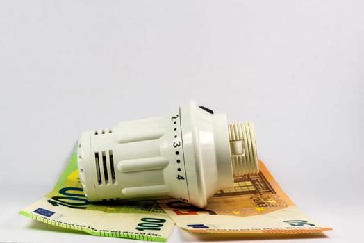 oil price increase in Europe, thermostat with European money euro