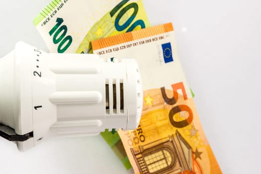 oil price increase in Europe, thermostat with European money euro