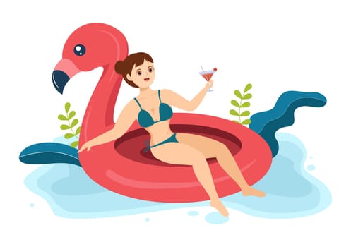 Swimwear with Different Designs of Bikinis and Swimsuits for Women at the Summer Beach in Flat Style Cartoon Hand Drawn Templates Illustration