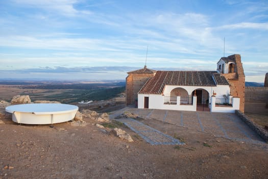 Reina star map view point at sunset. Muslim Citadel, Badajoz, Extremadura, Spain