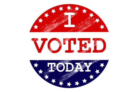 Sticker with the inscription I voted today in grunge style close-up on a white background. Vector image